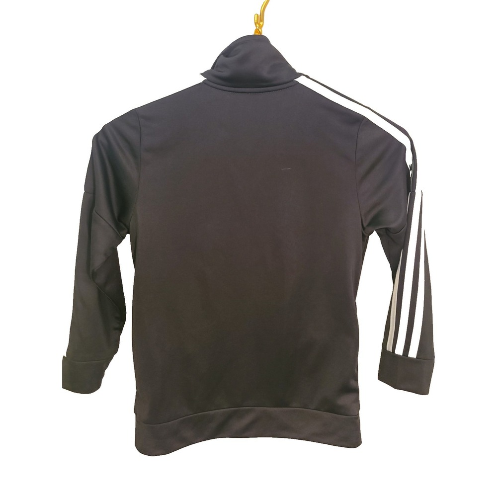 Adidas Black Spellout Full Zip Track Jacket Activewear Boys Size 7 Black Olive - Picture 3 of 7
